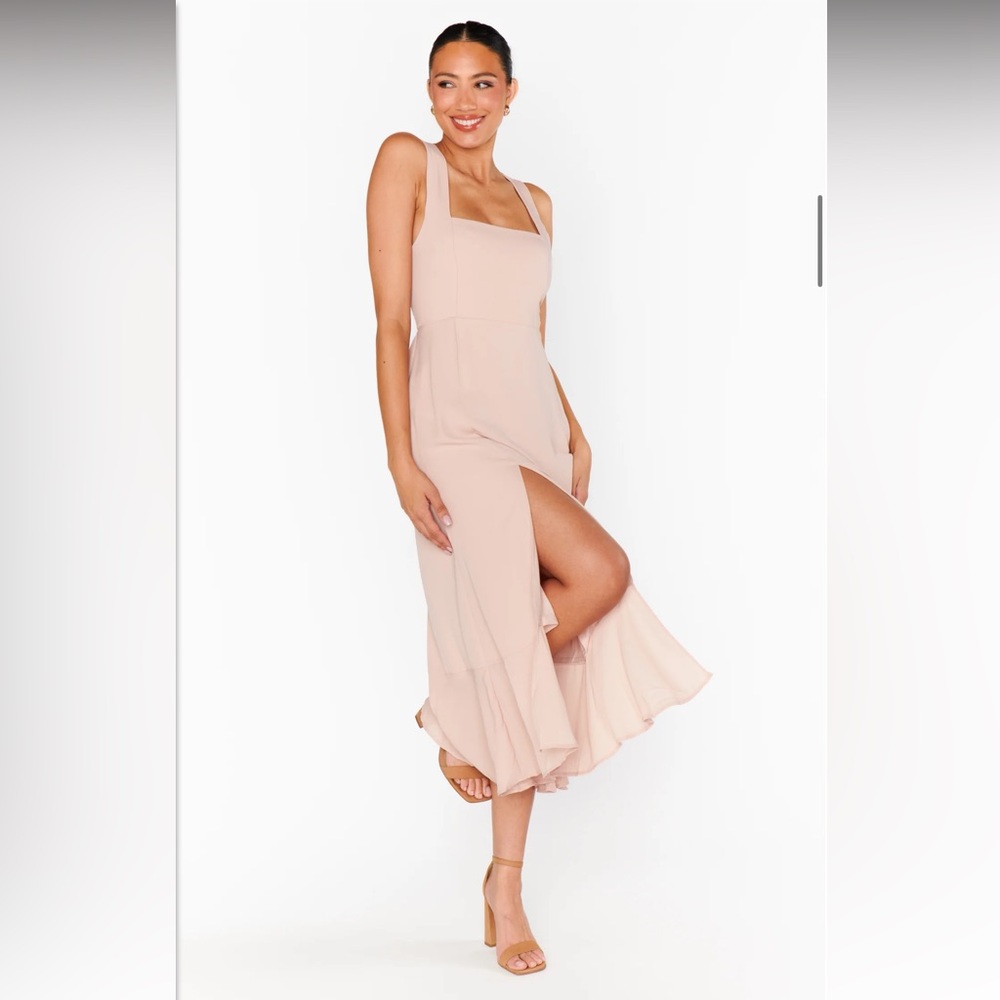 NWOT- Show me your Mumu-‎ Claire Midi Dress- Dusty Blush Crisp